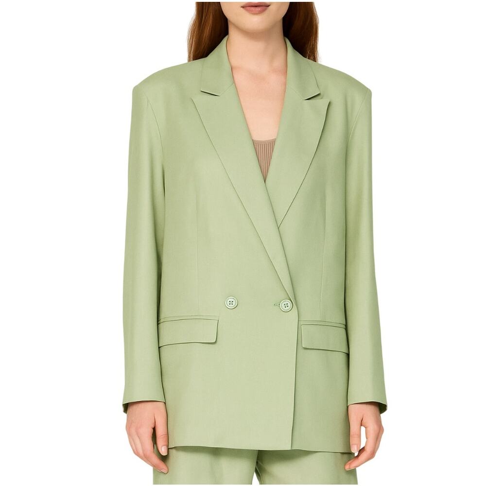 Thakoon Collective Green Oversized Linen Blend Blazer Women’s Size 6 Lightweight